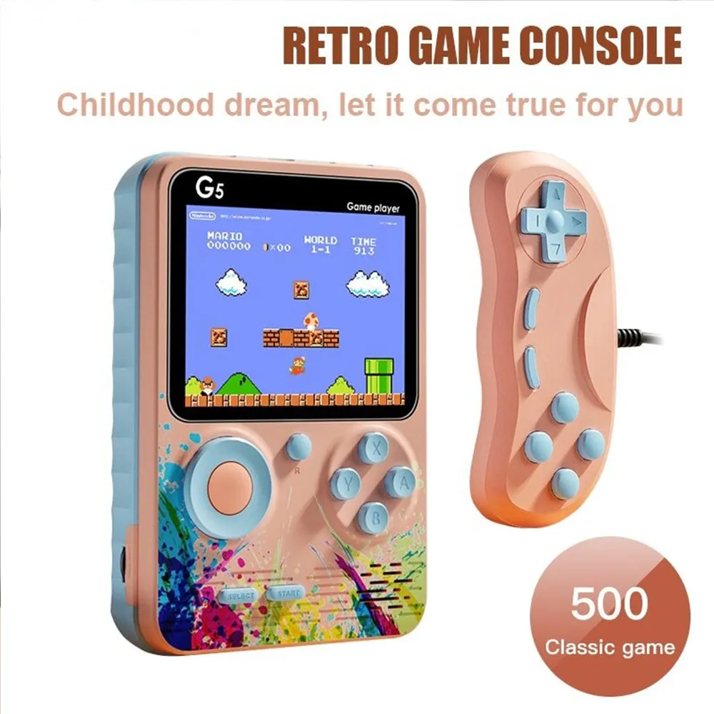 G5 Retro Game Console with 500 Built-in Nostalgic Games- USB Charging