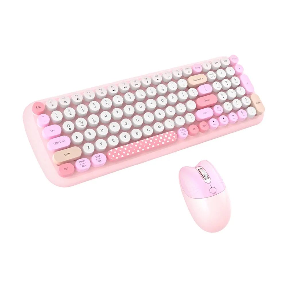 GEEZER Candy Pro Bluetooth Wireless Keyboard and Mouse Combo Set with Retro Cute Design - Blue/Pink/Green