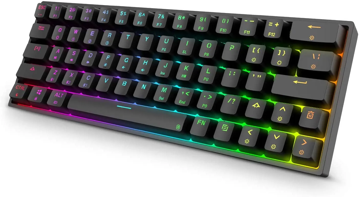 GIM 64 Keys Gateron Mechanical Gaming Keyboard, RGB Backlit Hot Swappable Wired Keyboard with Full Keys Programmable