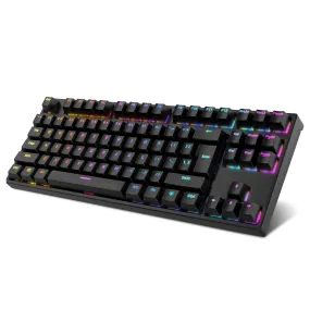 GIM Mechanical Gaming Keyboard 87 Keys LED Rainbow Backlit Small Compact Keyboard with Click Blue Switches, 100% Anti-Ghosting, USB Wired Keyboard