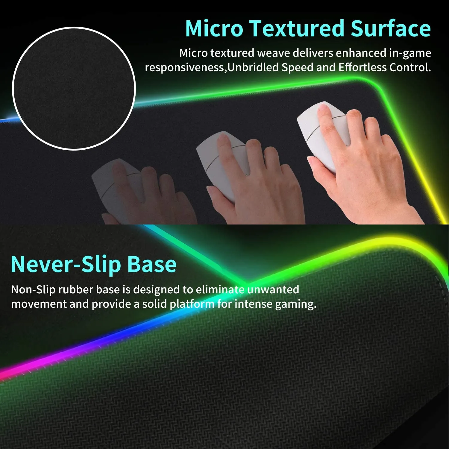 GIM RGB Gaming Mouse Pad Large, 31.5 x 12 x 0.2 Inch