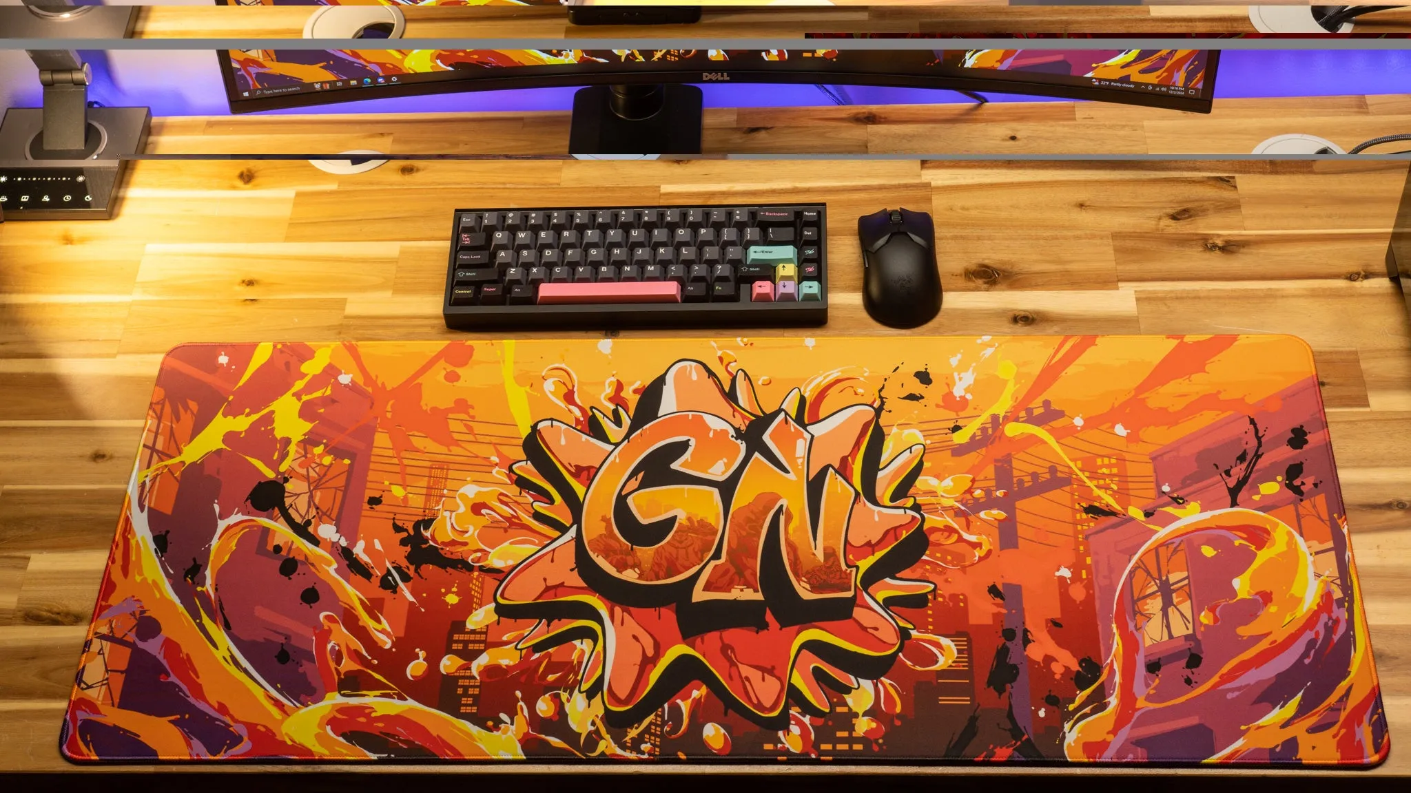 Glo Navy "Splash Graffiti" Content Creator Collaboration Gaming Mouse Pad Deskmat