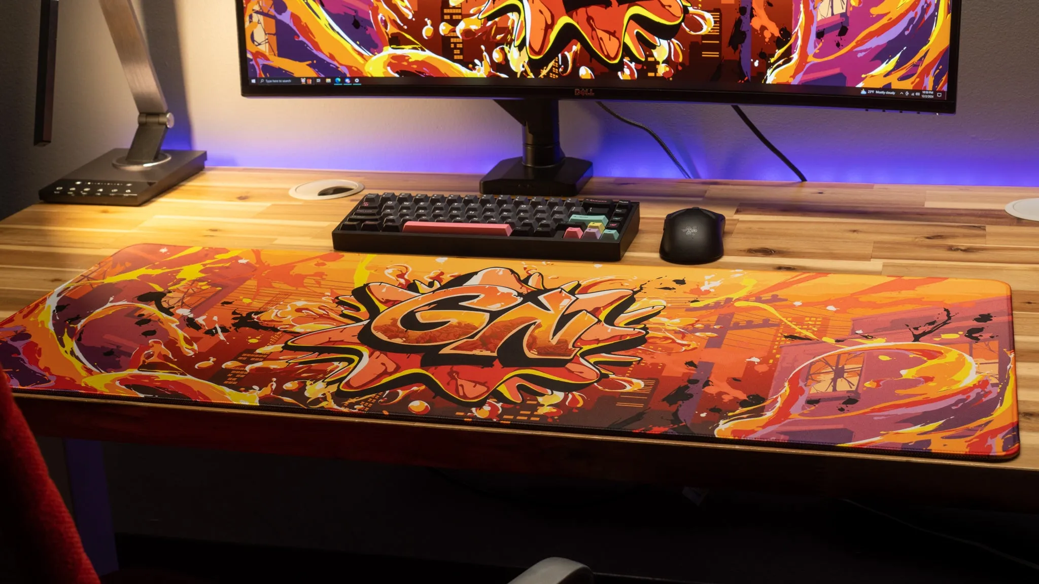 Glo Navy "Splash Graffiti" Content Creator Collaboration Gaming Mouse Pad Deskmat