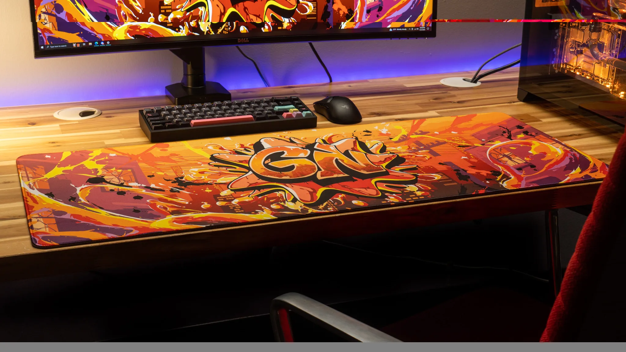 Glo Navy "Splash Graffiti" Content Creator Collaboration Gaming Mouse Pad Deskmat