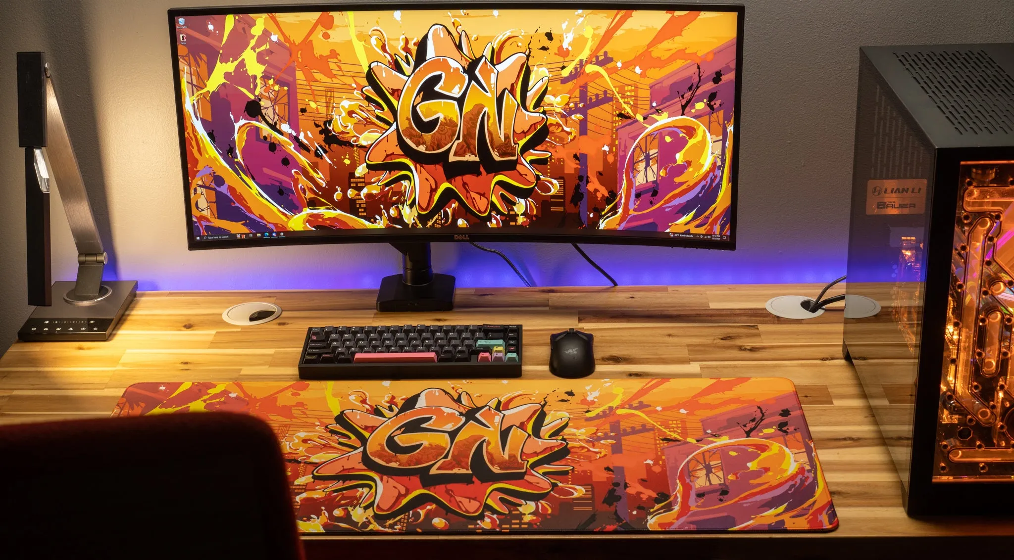 Glo Navy "Splash Graffiti" Content Creator Collaboration Gaming Mouse Pad Deskmat