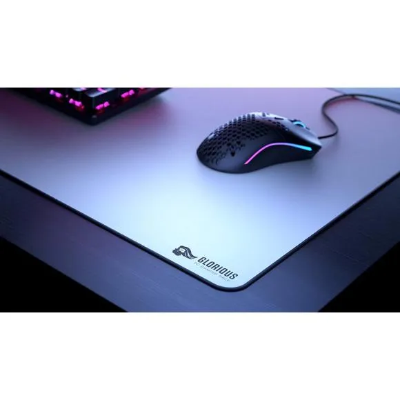 Glorious XL Gaming Mouse Mat/Pad - Large, Wide (XL) White Cloth Mousepad, Stitched Edges | 16"x18" (GW-XL)