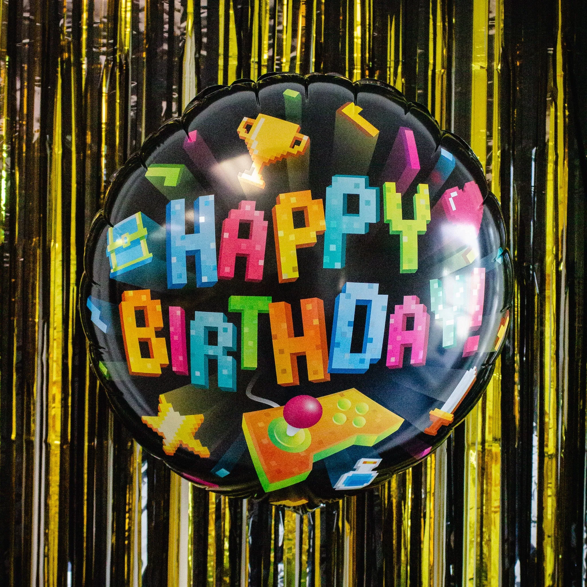 Happy Birthday Gaming Round Foil Balloon (18 Inches)