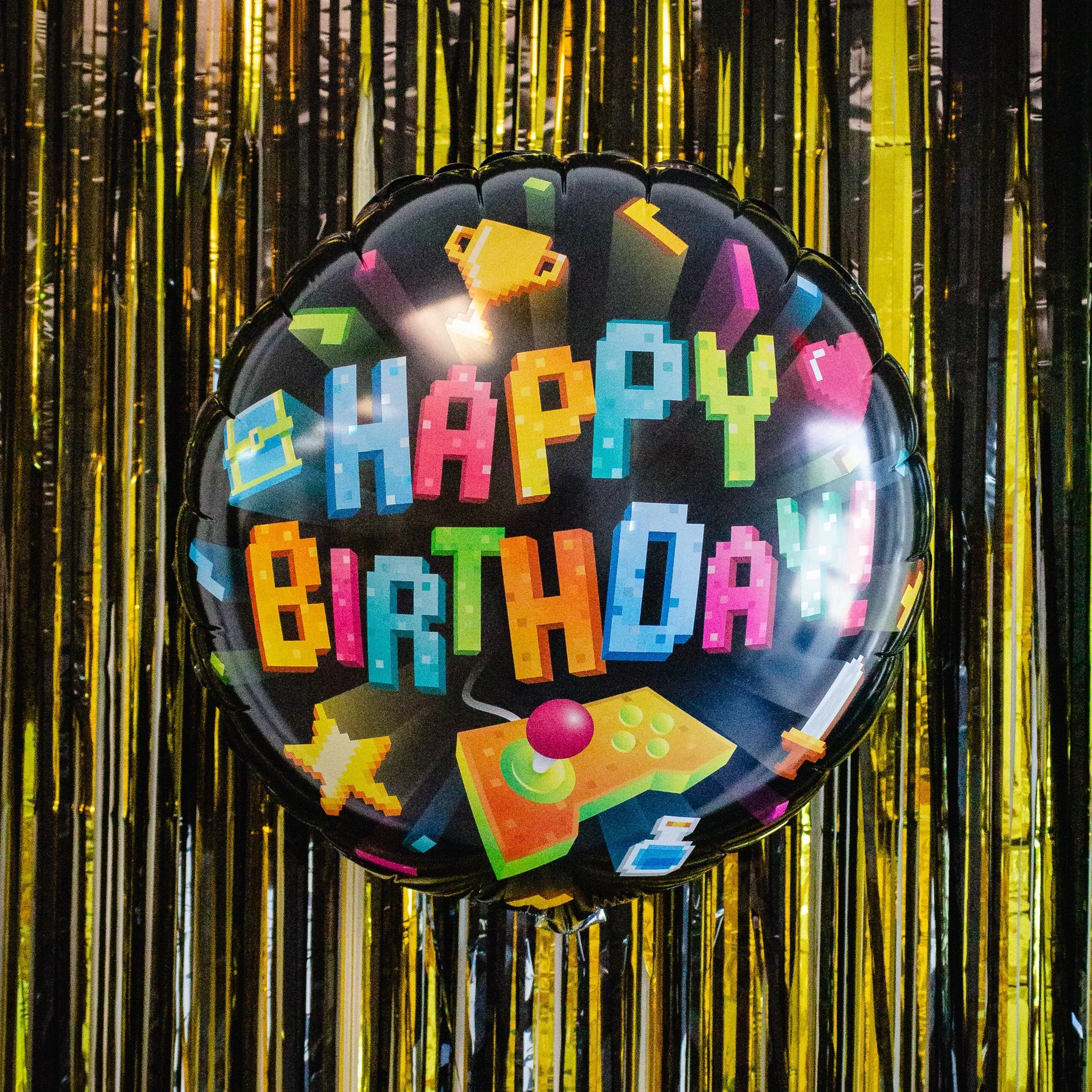 Happy Birthday Gaming Round Foil Balloon (18 Inches)