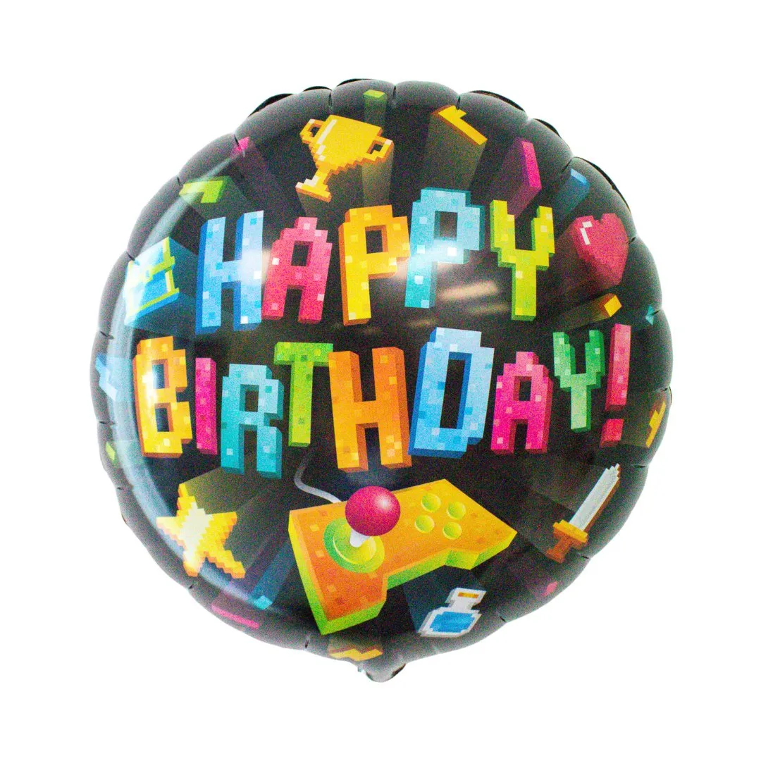 Happy Birthday Gaming Round Foil Balloon (18 Inches)