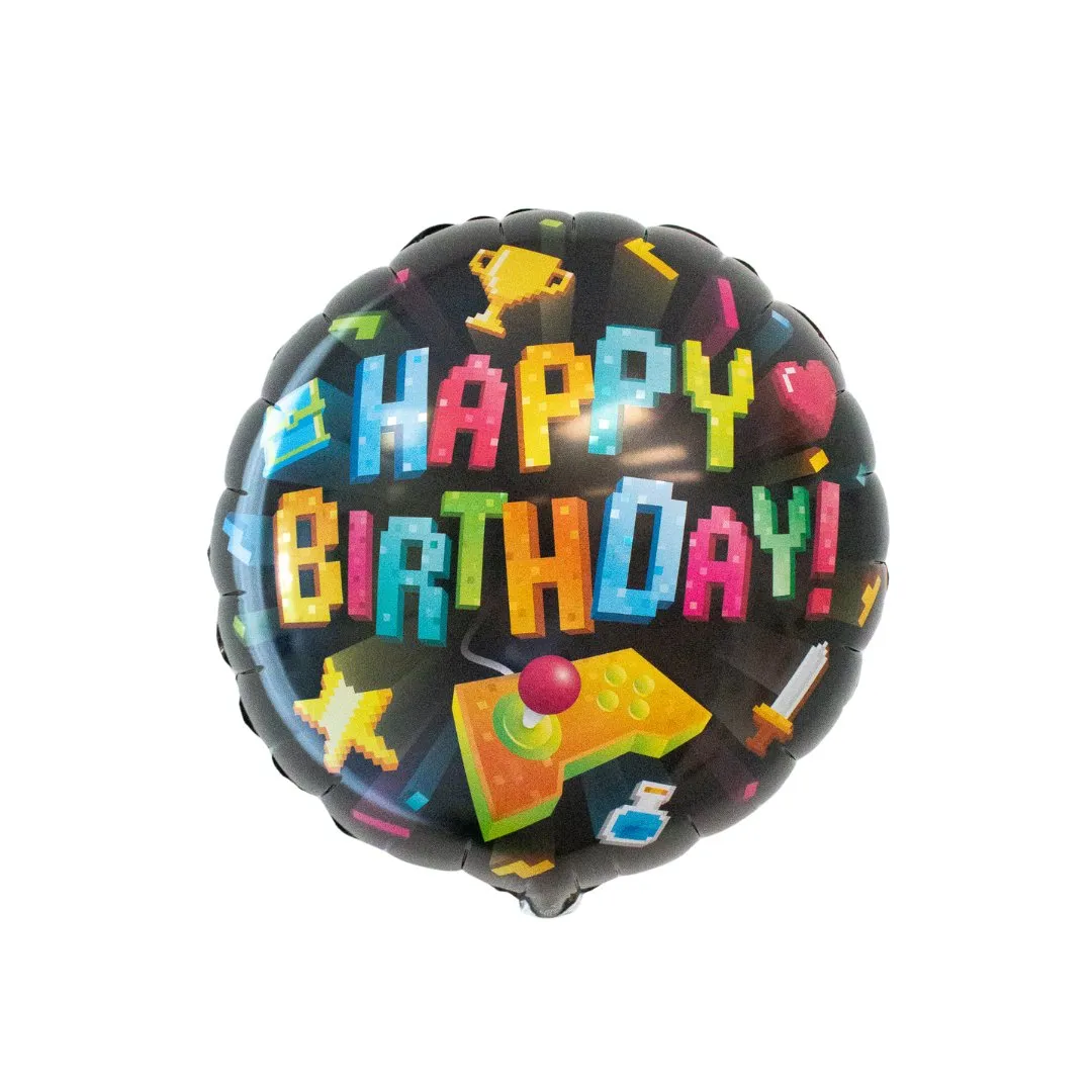 Happy Birthday Gaming Round Foil Balloon (18 Inches)