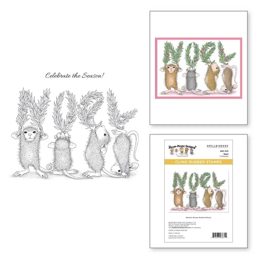 House Mouse Cling Rubber Stamp Noel