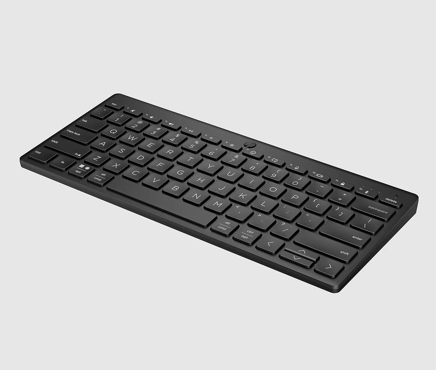 HP 350 Compact Bluetooth Keyboard. Connect up to 3 devices via Bluetooth 5.2, Multi-OS, with SMART shortcuts, dictation and emoji keys, made from 60% recycled materials, Black