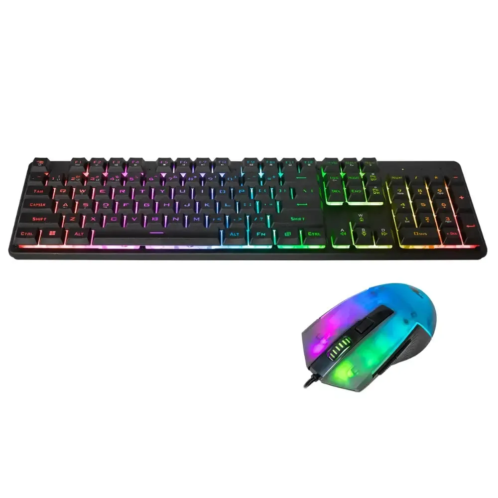 iBUYPOWER KM7 Chimera Full-Size Wired Membrane RGB Keyboard and Optical Mouse Bundle - Black