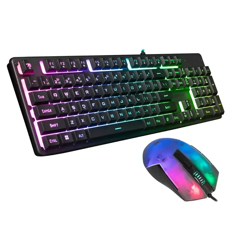 iBUYPOWER KM7 Chimera Full-Size Wired Membrane RGB Keyboard and Optical Mouse Bundle - Black