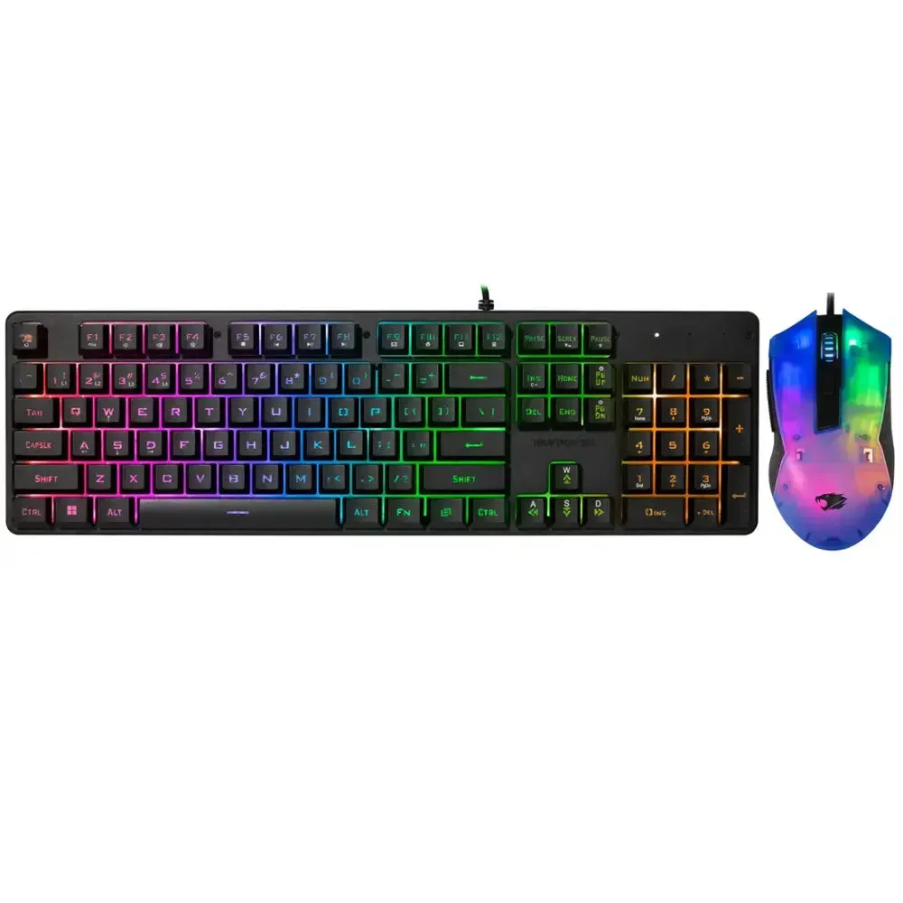 iBUYPOWER KM7 Chimera Full-Size Wired Membrane RGB Keyboard and Optical Mouse Bundle - Black