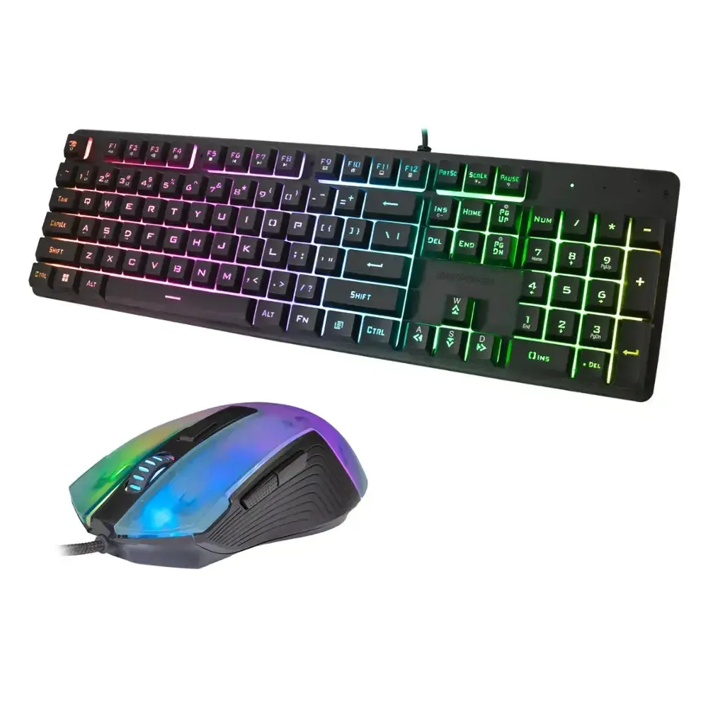 iBUYPOWER KM7 Chimera Full-Size Wired Membrane RGB Keyboard and Optical Mouse Bundle - Black