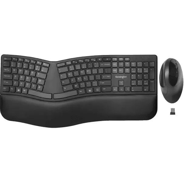 Kensington Wireless Ergonomic Keyboard and Mouse Combo Black