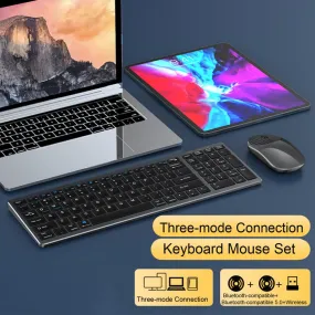 Keyboard Mouse Set Three-mode Connection 2.4Ghz Dual  Bluetooth-compatible Slim Computer Keyboard Mouse Set Computer Accessories