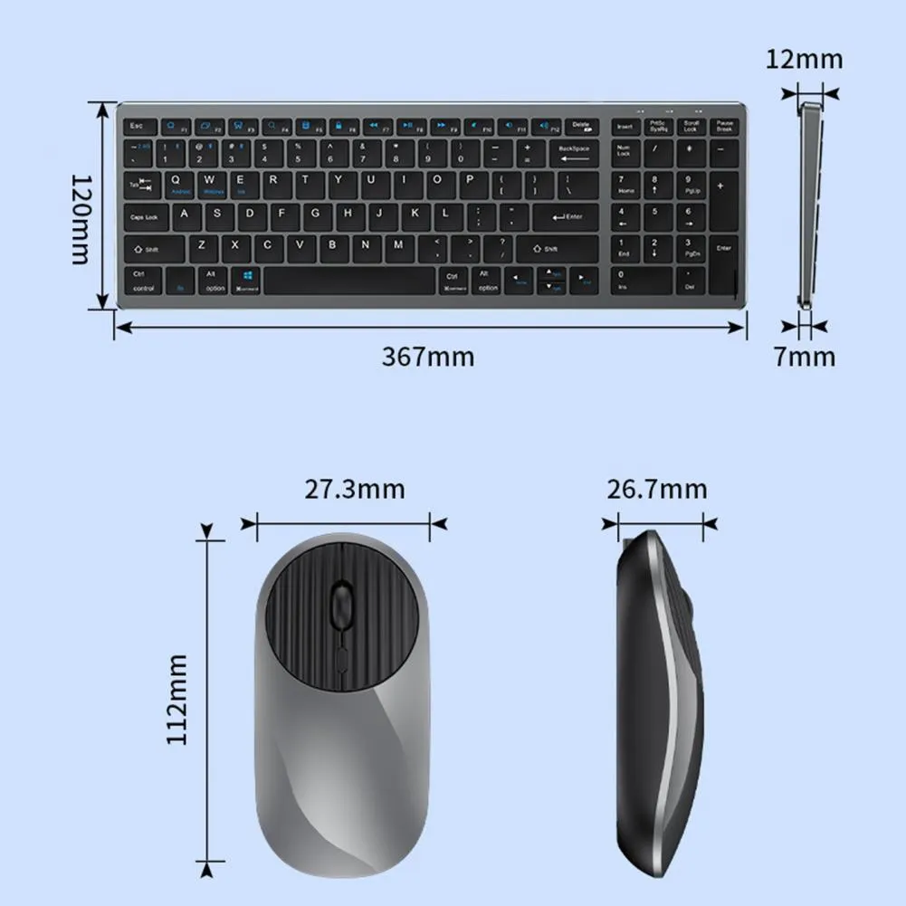 Keyboard Mouse Set Three-mode Connection 2.4Ghz Dual  Bluetooth-compatible Slim Computer Keyboard Mouse Set Computer Accessories