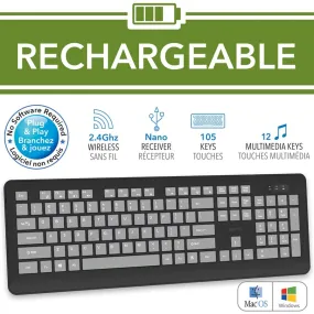 Keyboard Wireless Black Rechargeable