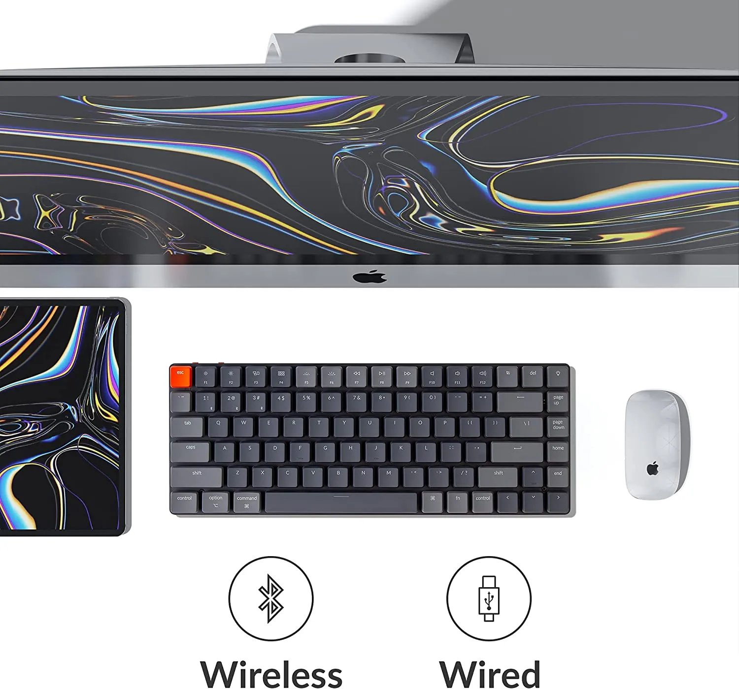 Keychron K3 Ultra-Slim 75% Layout Wireless Bluetooth/Wired USB Mechanical Keyboard, Hot Swappable Low-Profile Keychron RGB LED Backlit 84 Keys Keyboard for Mac Windows (Optical Blue Switch) (K3E2)