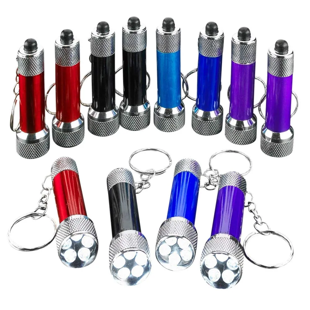 Kicko Mini Flashlight Keychain - 24 Pack - Assorted Colors, Green, Light Blue And Pink