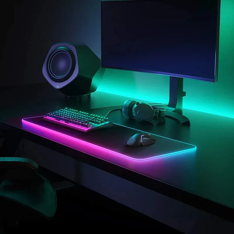 Large Mouse Pad | Colorful Luminous LED Lighting Firewatch  RGB Mouse Pad