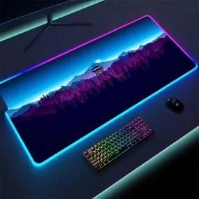 Large Mouse Pad | Colorful Luminous LED Lighting Firewatch  RGB Mouse Pad