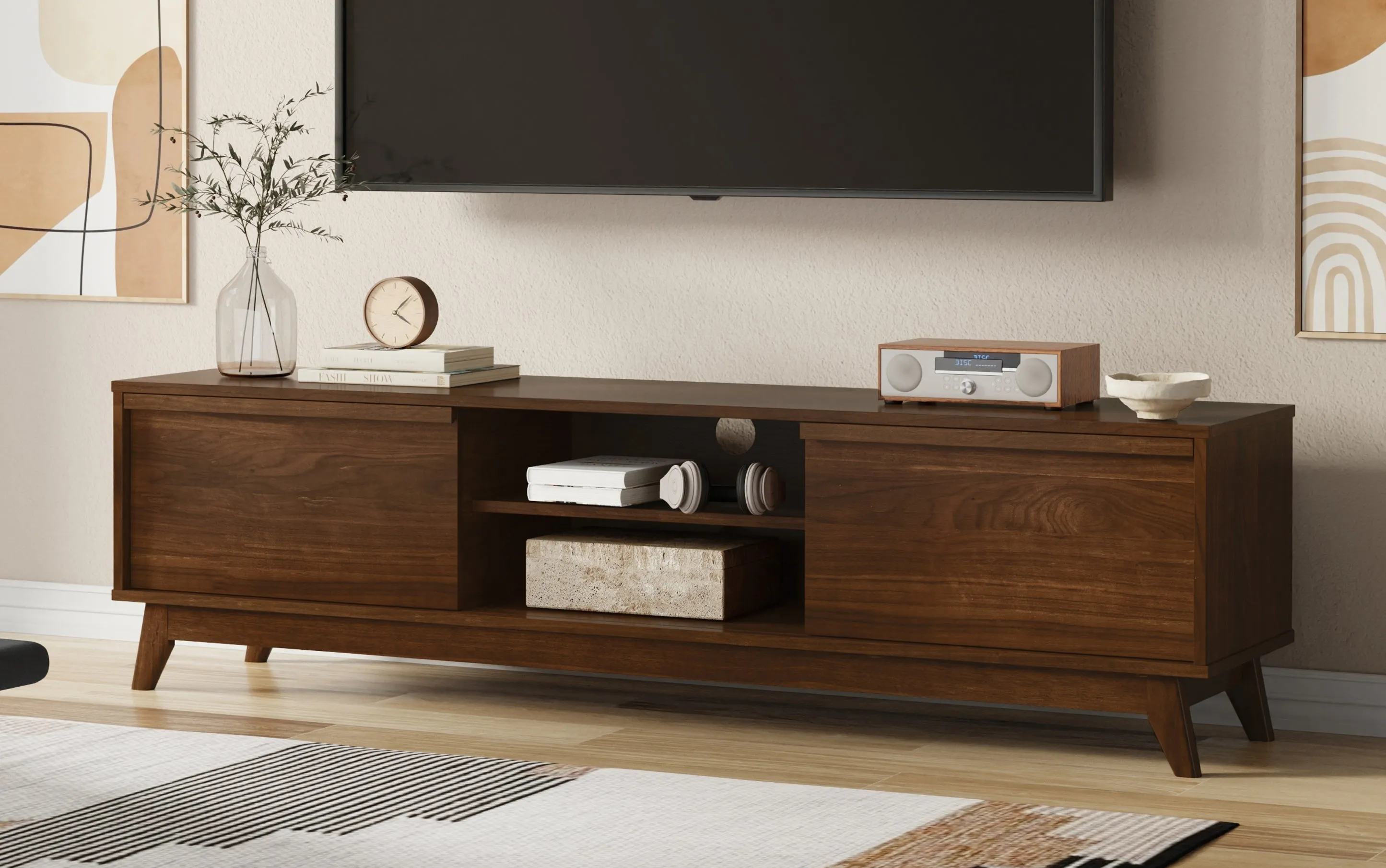 Lennon 72 inch Low TV Stand in Walnut