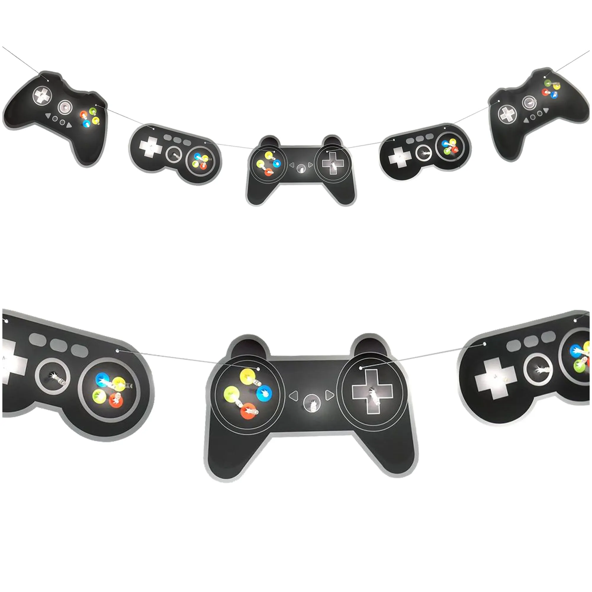 Level Up Video Game Controller Light-Up Banner Garland Gamer Birthday Party Decoration