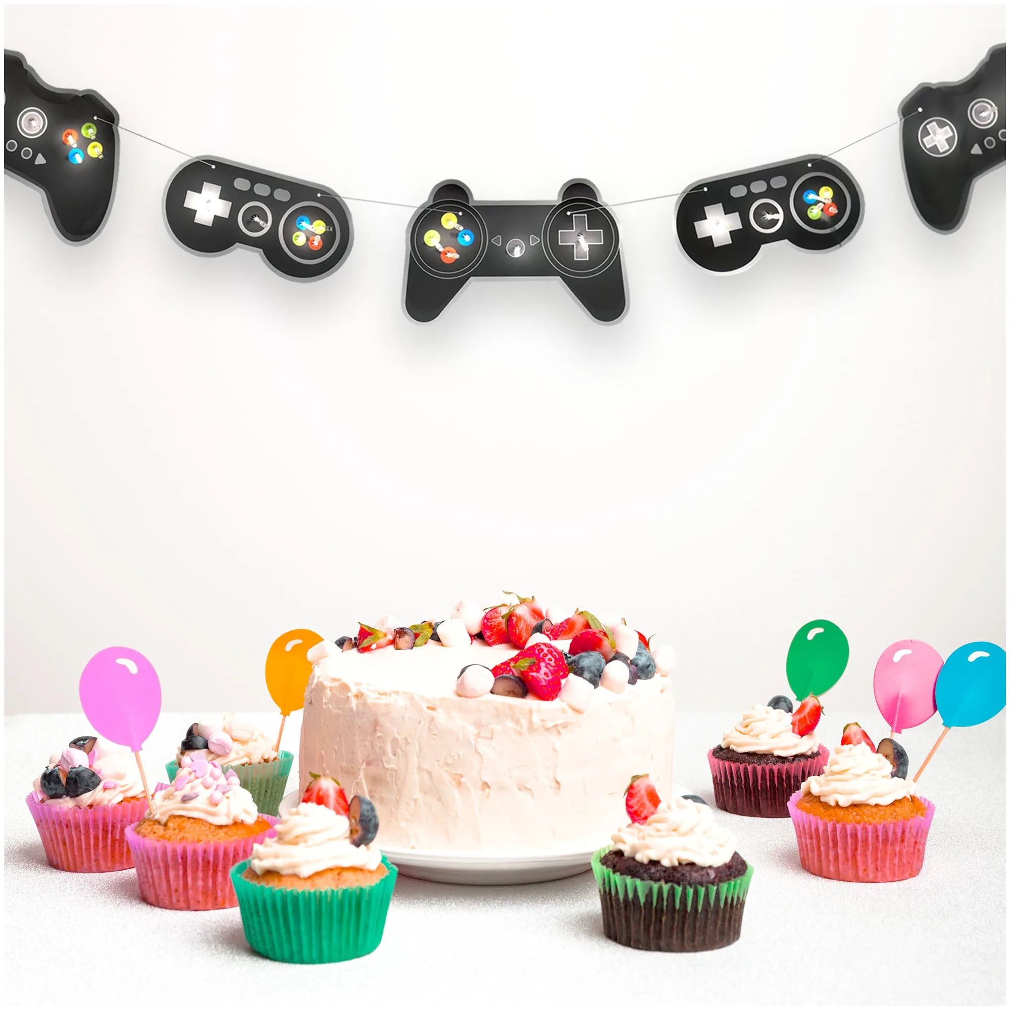 Level Up Video Game Controller Light-Up Banner Garland Gamer Birthday Party Decoration