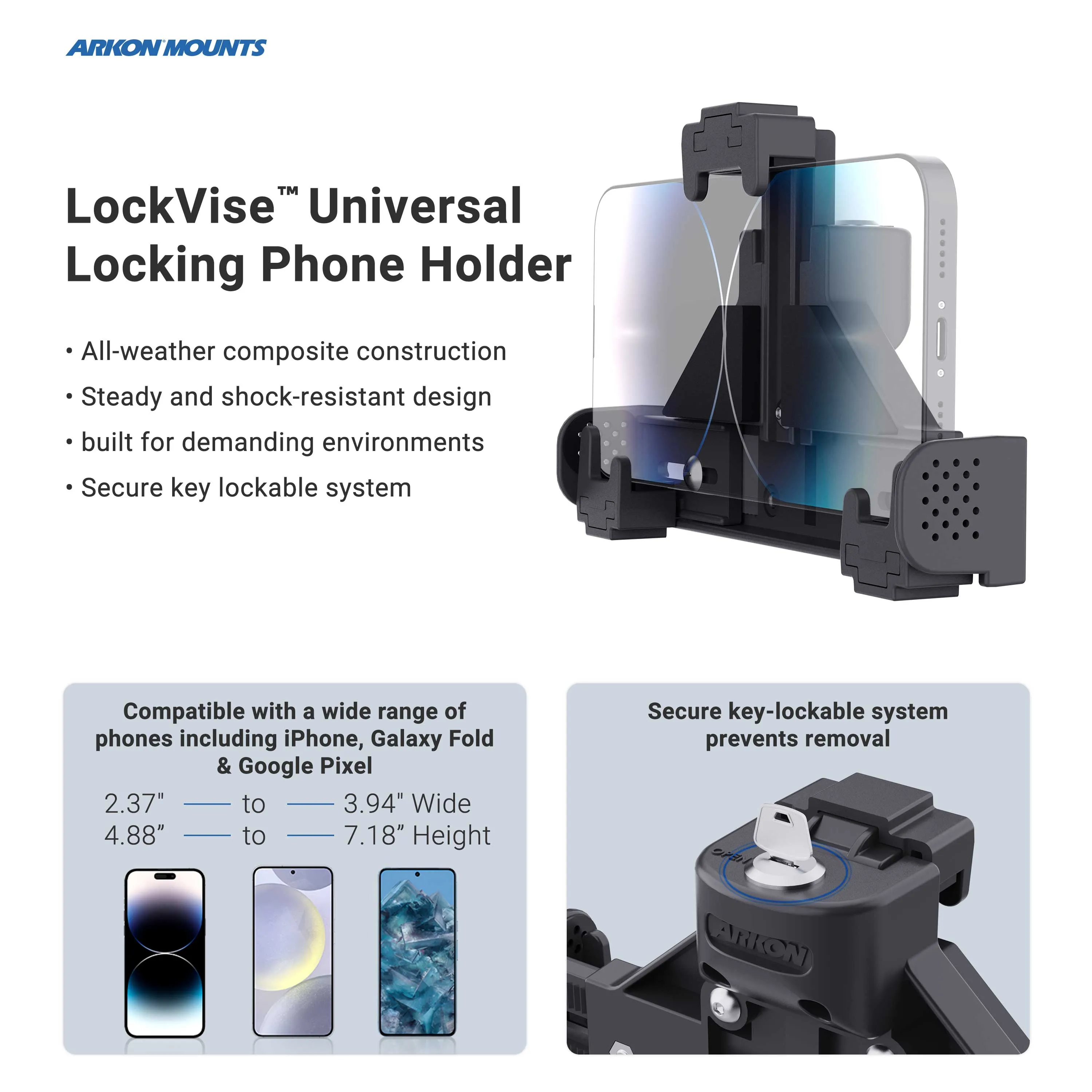 LockVise™ Universal Locking Phone Holder with Multi-Angle and Clamp Mount