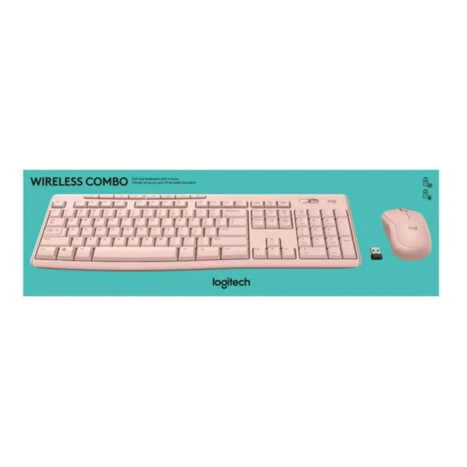 Logitech 168.8427006 Wireless Keyboard and Mouse Combo for Windows 2.4 GHz Wireless, Compact Mouse Rose