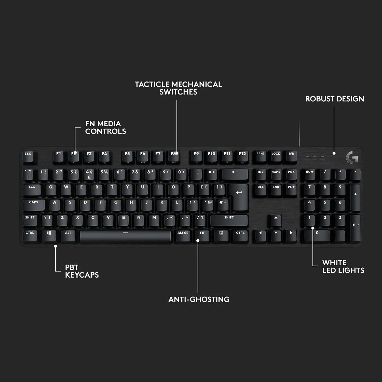 Logitech G413 SE Full-Size Mechanical Gaming Keyboard QWERTY UK English Layout - Black