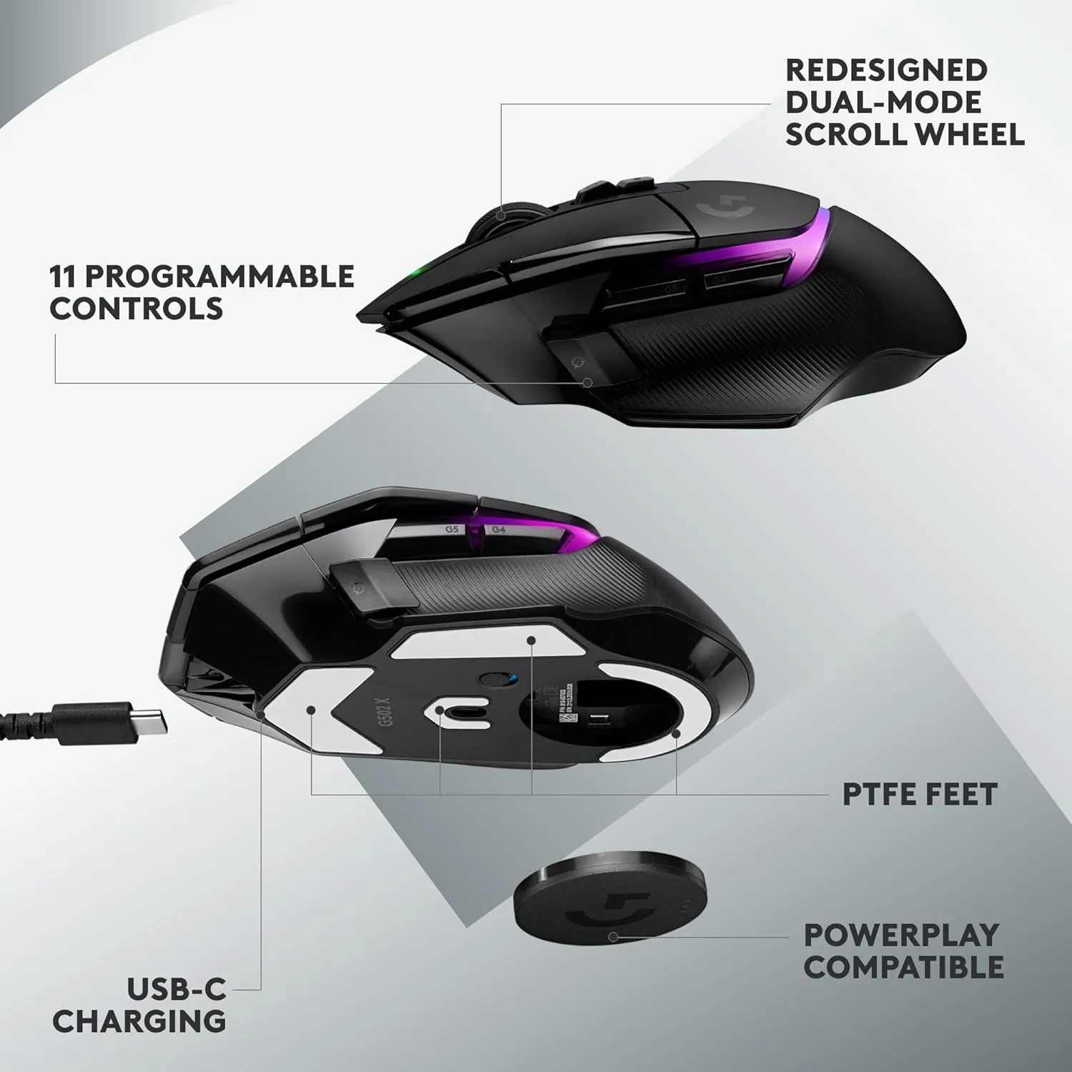 Logitech G502 X Plus RGB Lightspeed Wireless Gaming Mouse 無線遊戲滑鼠 - Black 黑色 910-006164 原裝行貨