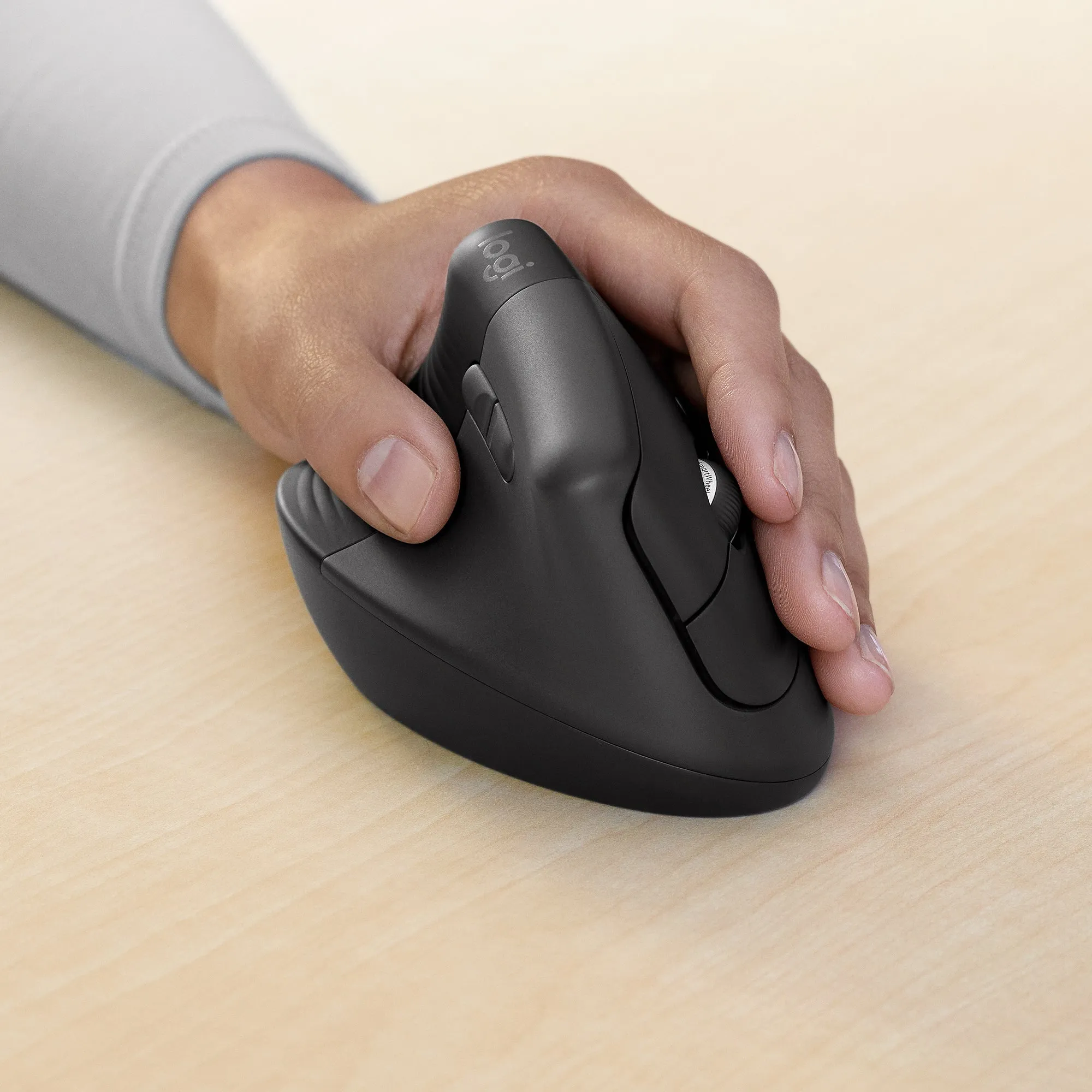 Logitech Lift For Business - Vertical Mouse - Ergonomic - Left-Handed - 6 Buttons - Wireless - Bluetooth, 2.4 Ghz - Logi