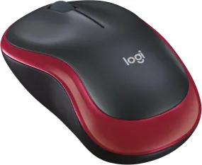 Logitech M185 Wireless Mouse - 2.4GHz, USB Receiver, 12-Month Battery, 1000 DPI, Ambidextrous - Red