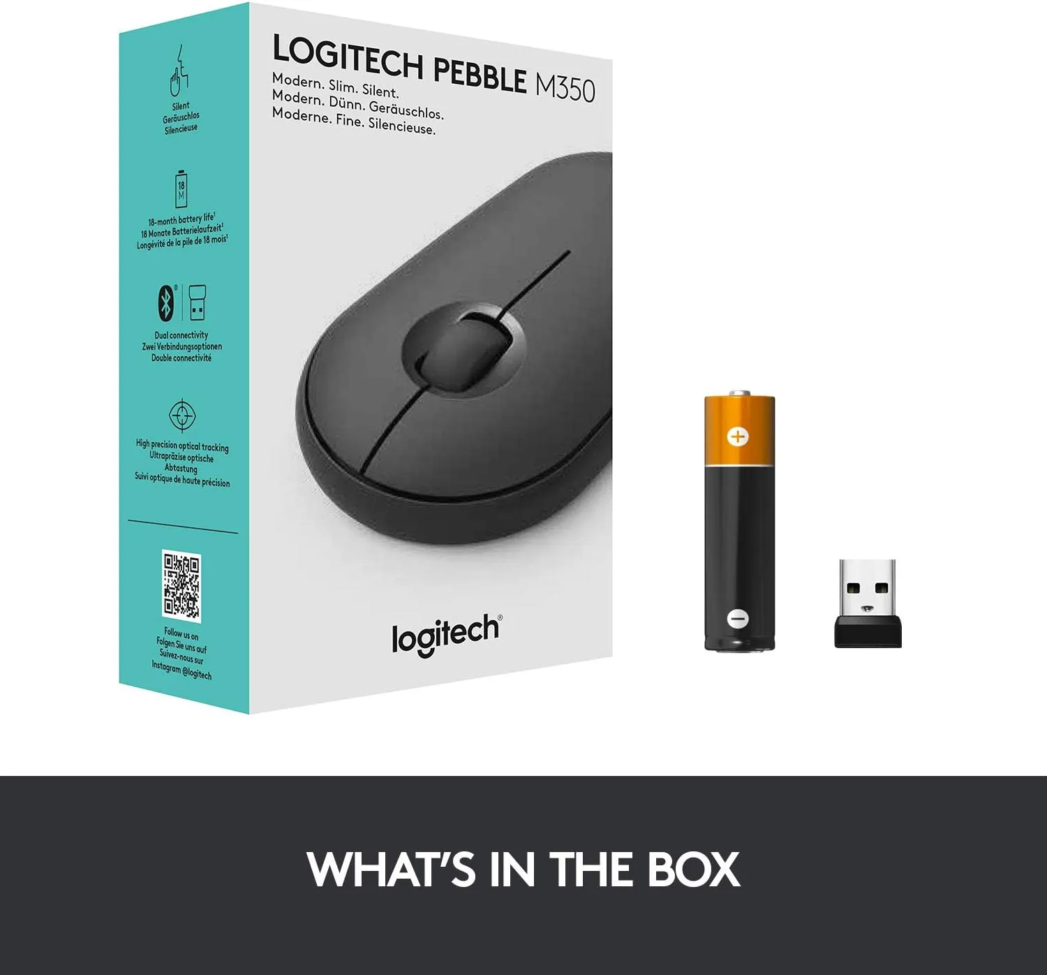 Logitech M350 Pebble Bluetooth Wireless Mouse - Silent