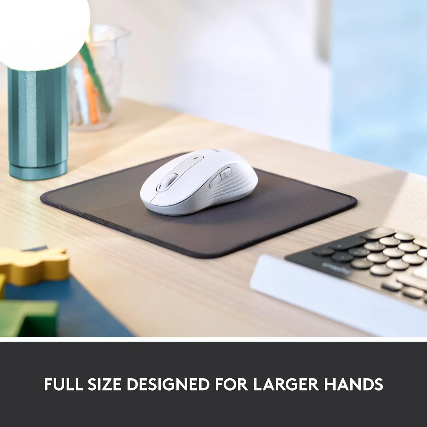 Logitech Signature M650 L Full Size Wireless Mouse - For Large Sized Hands, 2-Year Battery, Silent Clicks, Customisable Side Buttons, Bluetooth, for PC/Mac/Multi-Device/Chromebook - White