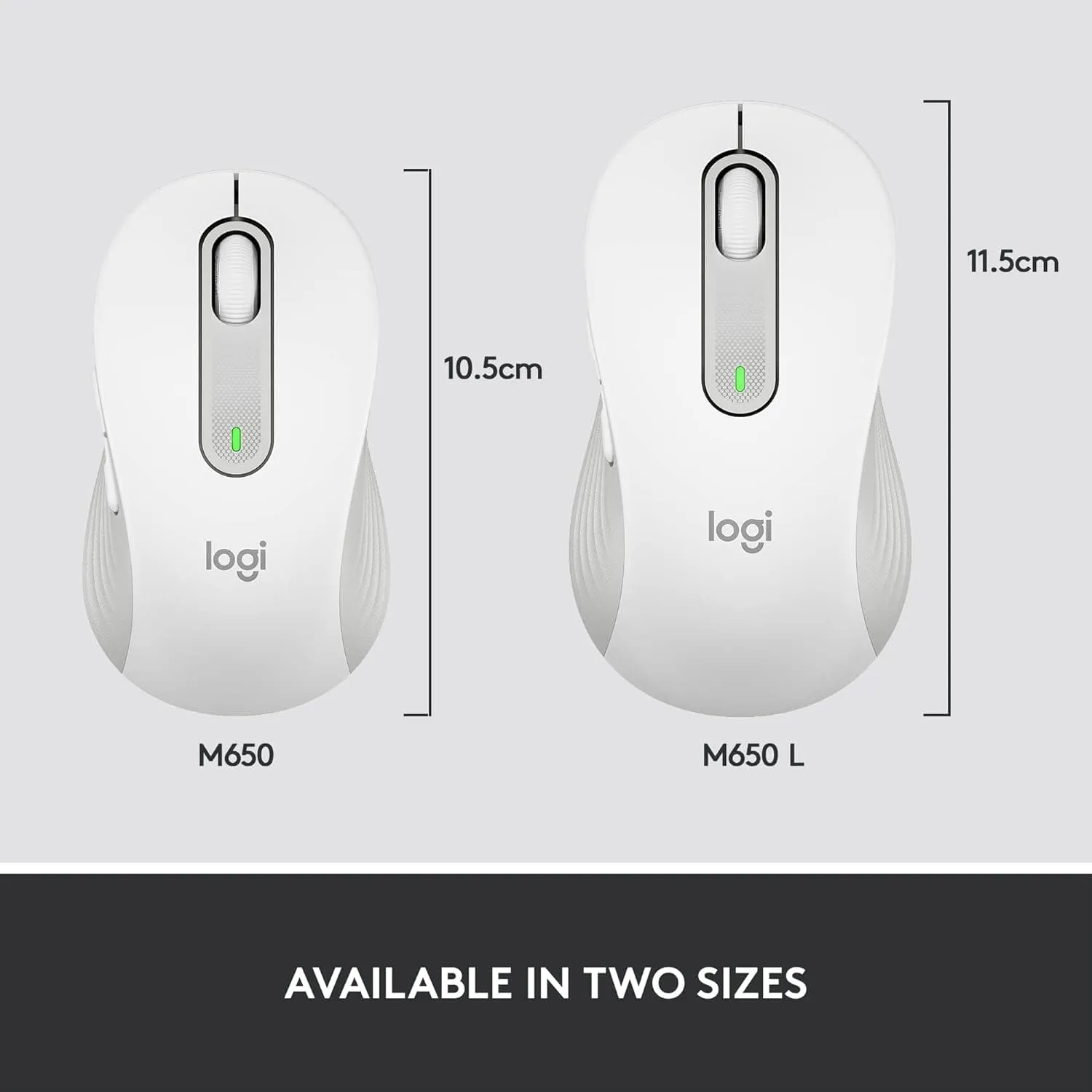 Logitech Signature M650 L Full Size Wireless Mouse - For Large Sized Hands, 2-Year Battery, Silent Clicks, Customisable Side Buttons, Bluetooth, for PC/Mac/Multi-Device/Chromebook - White