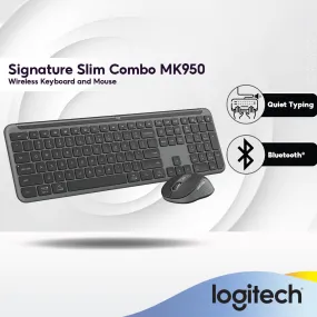 Logitech Signature Slim Wireless Mouse and Keyboard Combo MK950 | Quiet Typing | Bluetooth | Secure Receiver