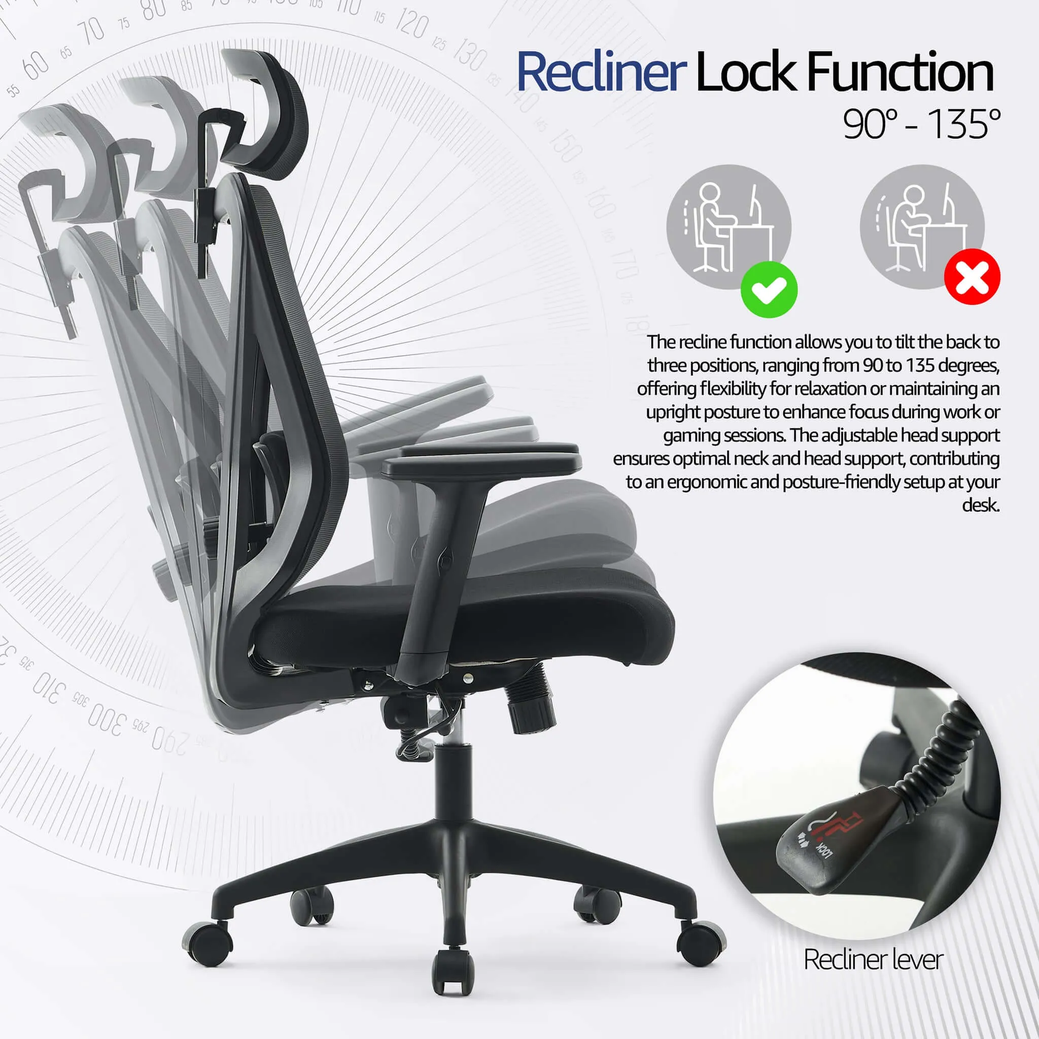 London Fully Adjustable Black Mesh Ergonomic Office Chair