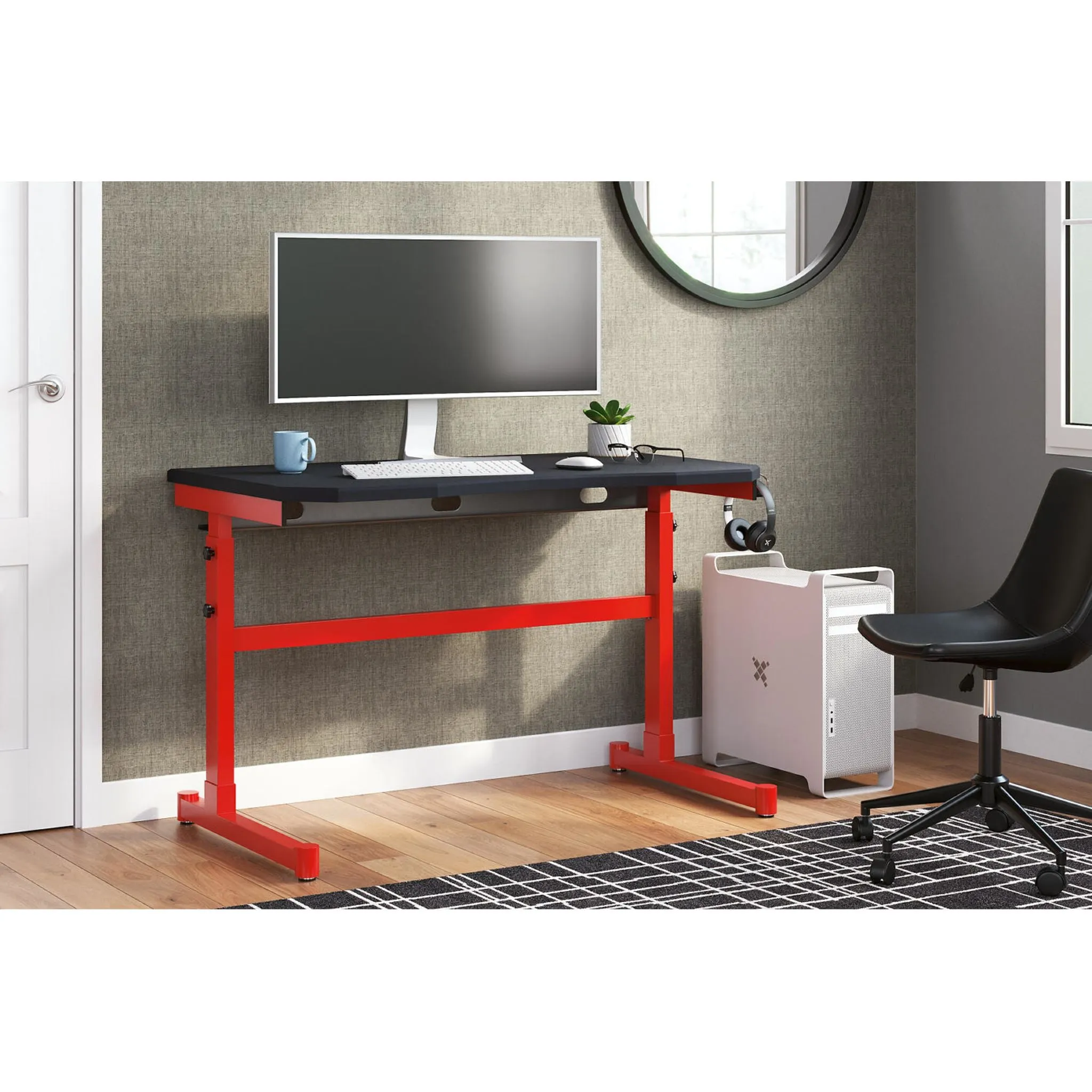 Lynxtyn Adjustable Height Desk - Red/Black