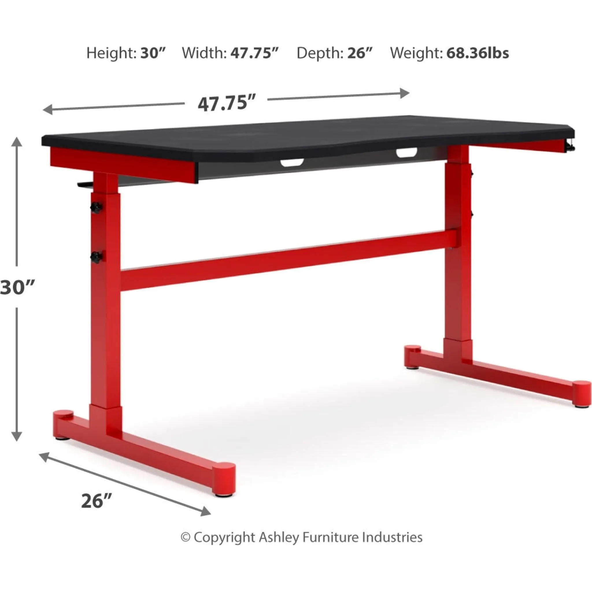 Lynxtyn Adjustable Height Desk - Red/Black