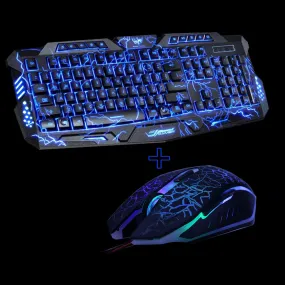 M200 Purple/Blue/Red LED Breathing Backlight Pro Gaming Keyboard Mouse Combos USB Wired Full Key Professional Mouse Keyboard