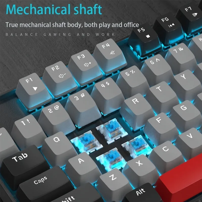 MageGee MK-STAR Mechanical keyboard 87 keys assembled keyboard Wired backlit office keyboard Desktop laptop keyboard Black gray mix blue blue axis