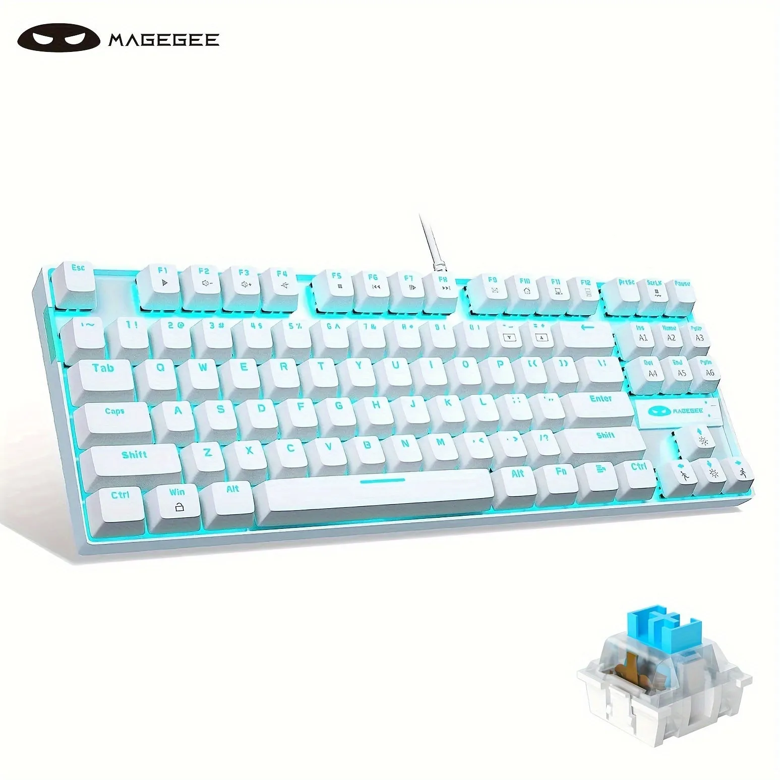 MageGee MK-STAR Mechanical keyboard 87 keys assembled keyboard Wired backlit office keyboard Desktop laptop keyboard Black gray mix blue blue axis