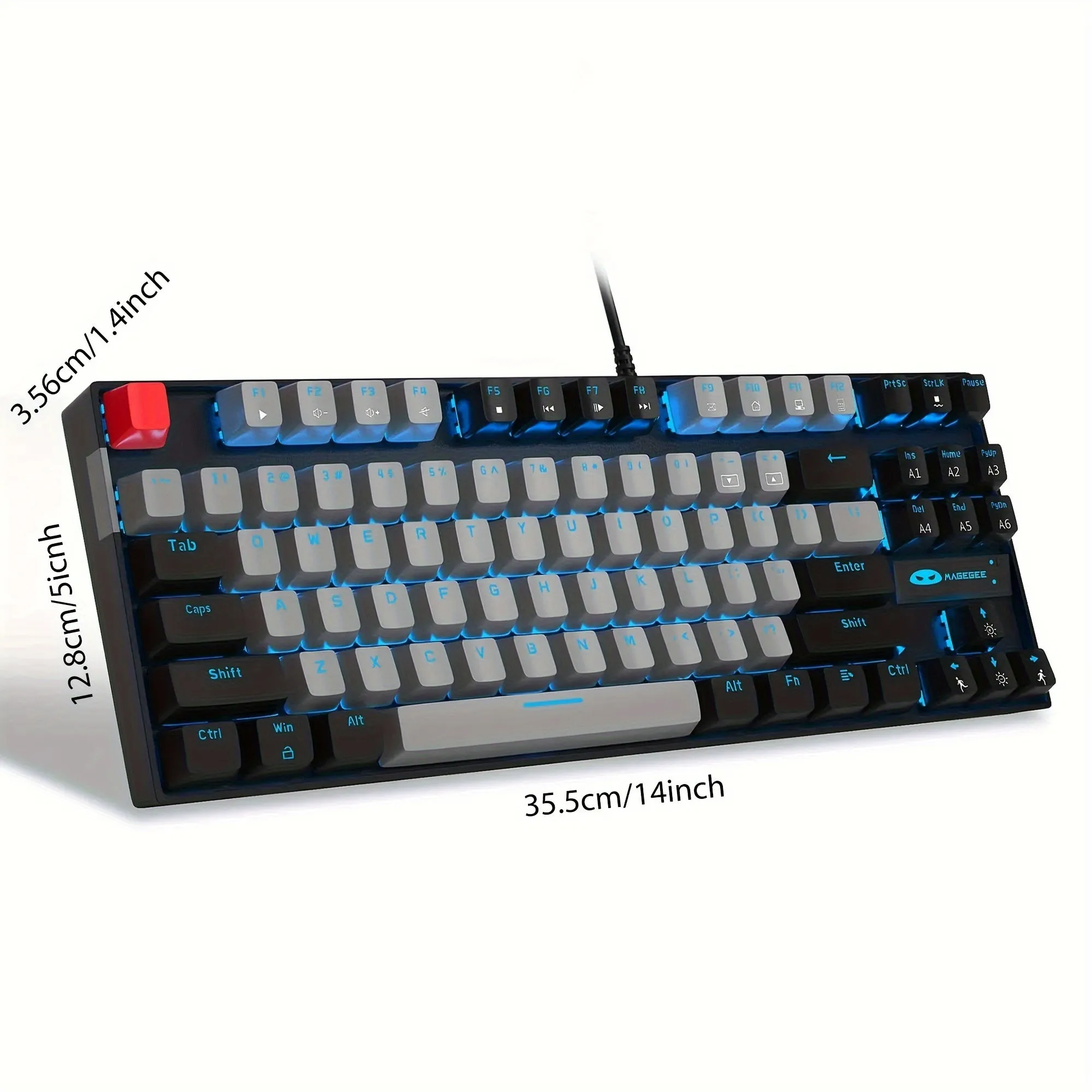 MageGee MK-STAR Mechanical keyboard 87 keys assembled keyboard Wired backlit office keyboard Desktop laptop keyboard Black gray mix blue blue axis