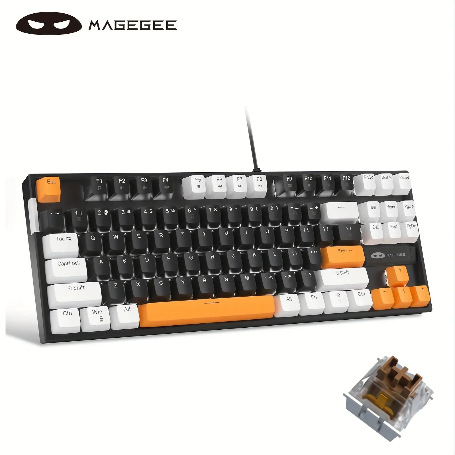 MageGee MK-STAR Mechanical keyboard 87 keys assembled keyboard Wired backlit office keyboard Desktop laptop keyboard Black gray mix blue blue axis