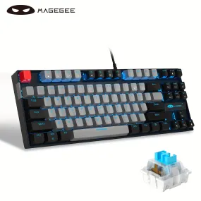 MageGee MK-STAR Mechanical keyboard 87 keys assembled keyboard Wired backlit office keyboard Desktop laptop keyboard Black gray mix blue blue axis